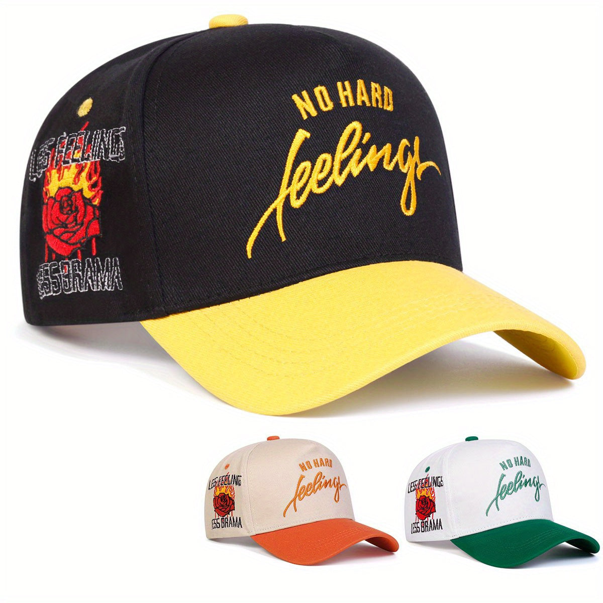 Men Letter NO HARD Side Rose Embroidered Baseball Cap, Outdoor Sport Adjustable Sunscreen Leisure Hat, For Spring Autumn Travel Tourism Beach Vacation Men Letter NO HARD Side Rose Embroidered Baseball Cap, Outdoor Sport Adjustable Sunscreen Leisure Hat, For Spring Autumn Travel Tourism Beach Vacation